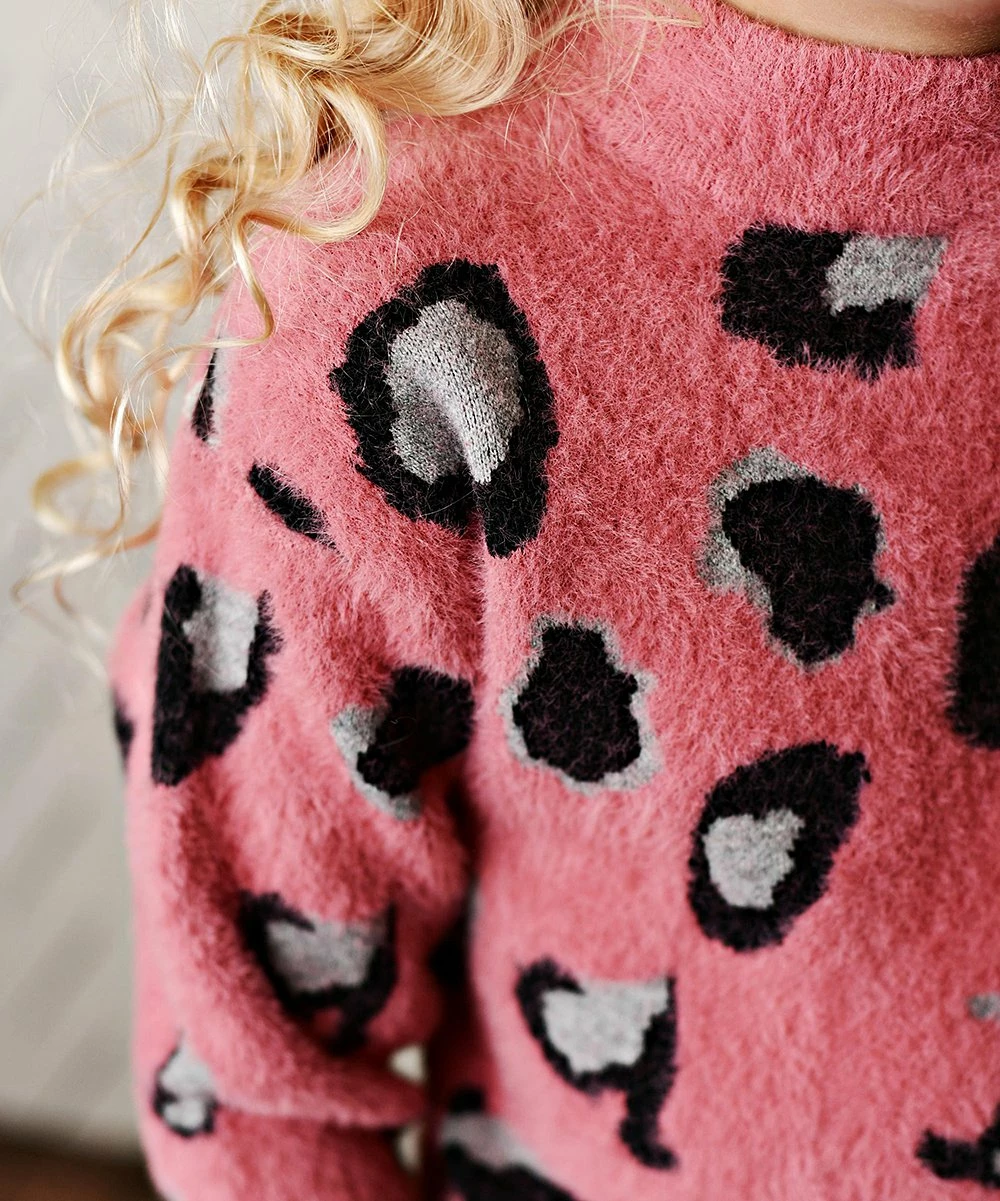 New π Oopsie Daisy Pink & Gray Leopard Mock Neck Sweater - Toddler & π§ Girls π - Image 3