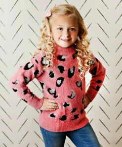 New π Oopsie Daisy Pink & Gray Leopard Mock Neck Sweater - Toddler & π§ Girls π