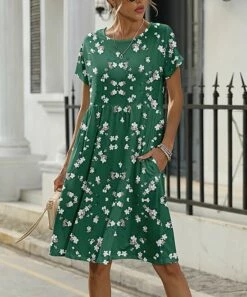 Hot Sale π₯° Pink Daisy Green & White Floral Pocket A-Line π Dress - π© Women β¨