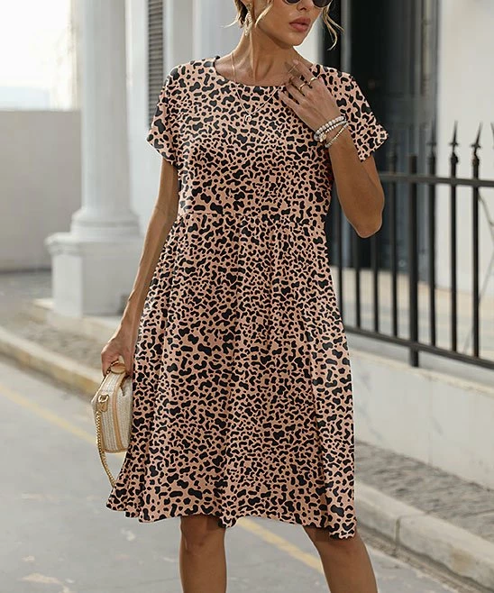 Wholesale π Pink Daisy Brown & Black Cheetah Pocket A-Line π Dress - π© Women π - Image 2
