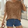 Hot Sale 👍 Pink Daisy Brown & Beige Leopard Tee - 👩 Women 💯