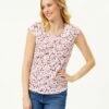 Brand new ⭐ Emaline White & Pink Daisy Cap-Sleeve Top - 👩 Women, Petite & Plus 🔥