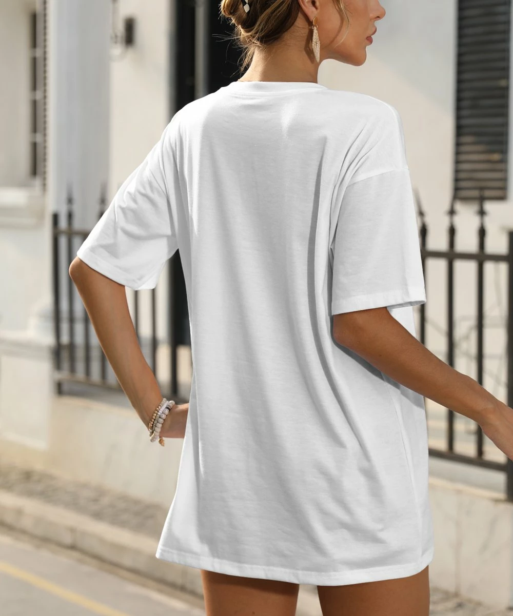 Buy π Pink Daisy White Plant Chart Oversize Crewneck Tee - π© Women π - Image 2