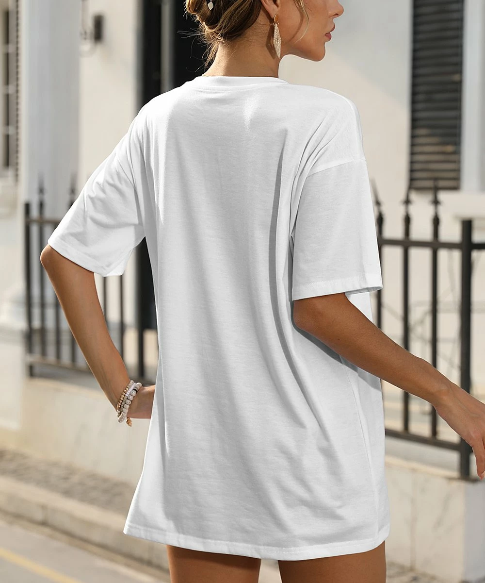 Deals π Pink Daisy White & Blue Dragonfly Boyfriend Tee - Plus βοΈ - Image 2