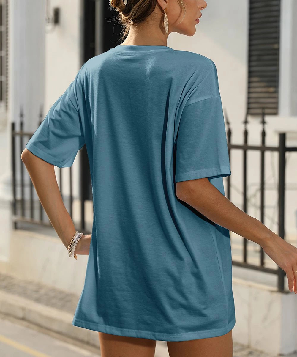 Flash Sale 𧨠Pink Daisy Blue & Yellow Floral Oversize Tee - π© Women π₯° - Image 2