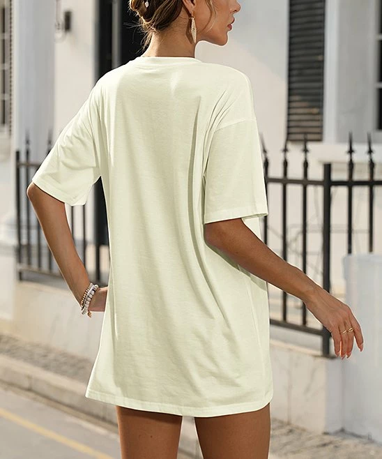 Brand new π Pink Daisy Beige & Green 'Summer' Oversize Crewneck Tee - Plus π - Image 2