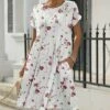 Coupon 🔔 Pink Daisy White & Pink Flower Pocket Shift 👗 Dress - Plus 🛒