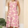 Hot Sale 🥰 Pink Daisy Pink & Cream Circle Sleeveless Pocket Shift 👗 Dress - 👩 Women 🧨