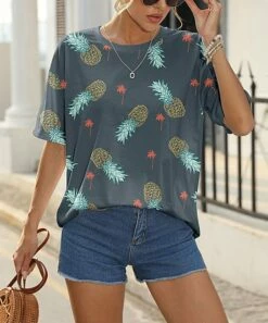 Best deal π Pink Daisy Blue Pineapple & Palm Tree Short-Sleeve Tee - Plus π