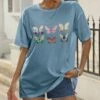 Best Sale ❤️ Pink Daisy Blue & Pink Butterfly Oversize Tee - 👩 Women 🤩