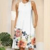 Outlet 😍 Pink Daisy White & Coral Floral Sleeveless Shift 👗 Dress - 👩 Women 🎉
