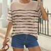 Cheapest 👍 Pink Daisy Off-White & Black Stripe Oversize Tee - 👩 Women 🧨