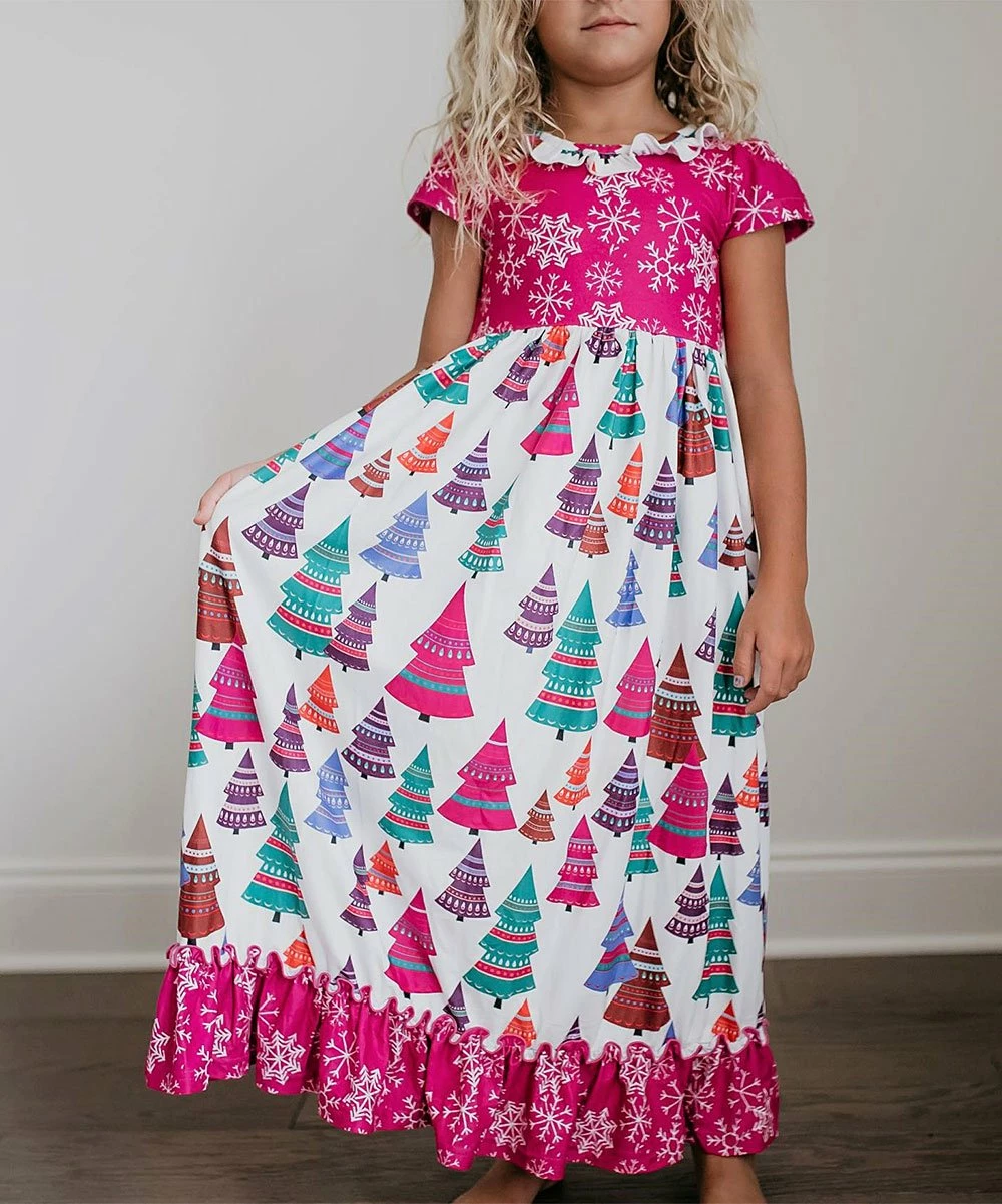 Best reviews of π― Oopsie Daisy Pink & White Snowflake Holiday Tree Ruffle-Detail Cap-Sleeve π Dress - Toddler & π§ Girls π₯ - Image 4