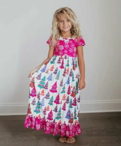 Best reviews of 💯 Oopsie Daisy Pink & White Snowflake Holiday Tree Ruffle-Detail Cap-Sleeve 👗 Dress - Toddler & 👧 Girls 🔥
