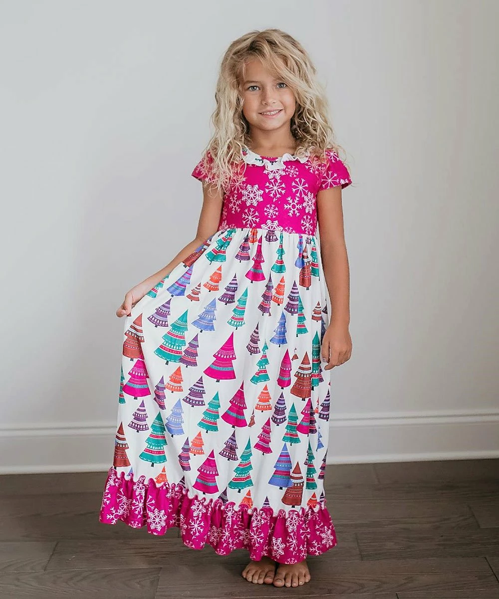 Best reviews of π― Oopsie Daisy Pink & White Snowflake Holiday Tree Ruffle-Detail Cap-Sleeve π Dress - Toddler & π§ Girls π₯