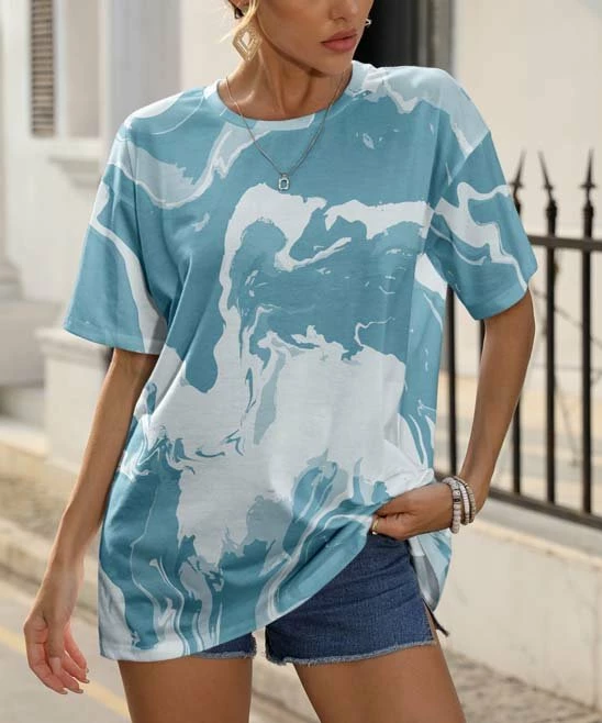 Brand new β Pink Daisy Teal Marble Oversize Tee - π© Women π
