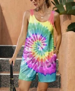 Outlet π Pink Daisy Teal & Pink Tie-Dye Pocket Sleeveless Romper - π© Women & Plus π―