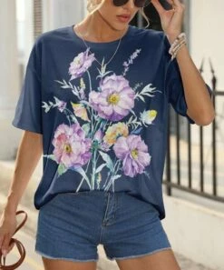 Best deal ✔️ Pink Daisy Navy Floral Short-Sleeve Tee - 👩 Women 🧨