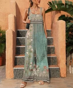 Top 10 π₯° Pink Daisy Green & Pink Floral Sleeveless Jumpsuit - π© Women π₯°