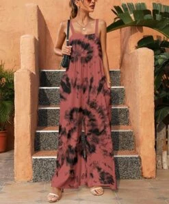 Buy π Pink Daisy Mauve Tie-Dye Sleeveless Wide-Leg Jumpsuit - Plus π€©