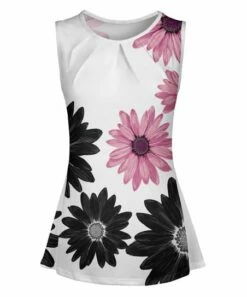 Flash Sale 🥰 Lily Black & Pink Daisies Pleated Tank - Plus 🧨