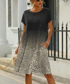 Cheapest 🎉 Pink Daisy Gray Ombré Dot Pocket T-Shirt 👗 Dress - 👩 Women & Plus 🎉