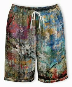 Budget ✨ Pink Daisy Blue & Gray Abstract Drawstring Shorts - 👩 Women 🌟