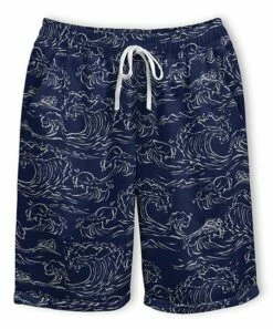 New 👍 Pink Daisy Navy Wave Drawstring Shorts - Plus 🥰