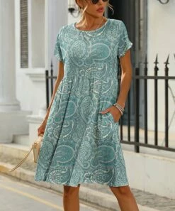 Coupon ⌛ Pink Daisy Mint Paisley Pocket T-Shirt 👗 Dress - 👩 Women 🤩