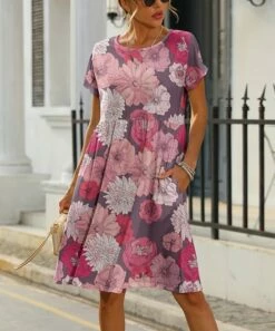 Budget β Pink Daisy Pink Floral Pocket T-Shirt π Dress - π© Women β