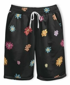 Coupon 👍 Pink Daisy Black & Yellow Floral Drawstring Shorts - 👩 Women 😀