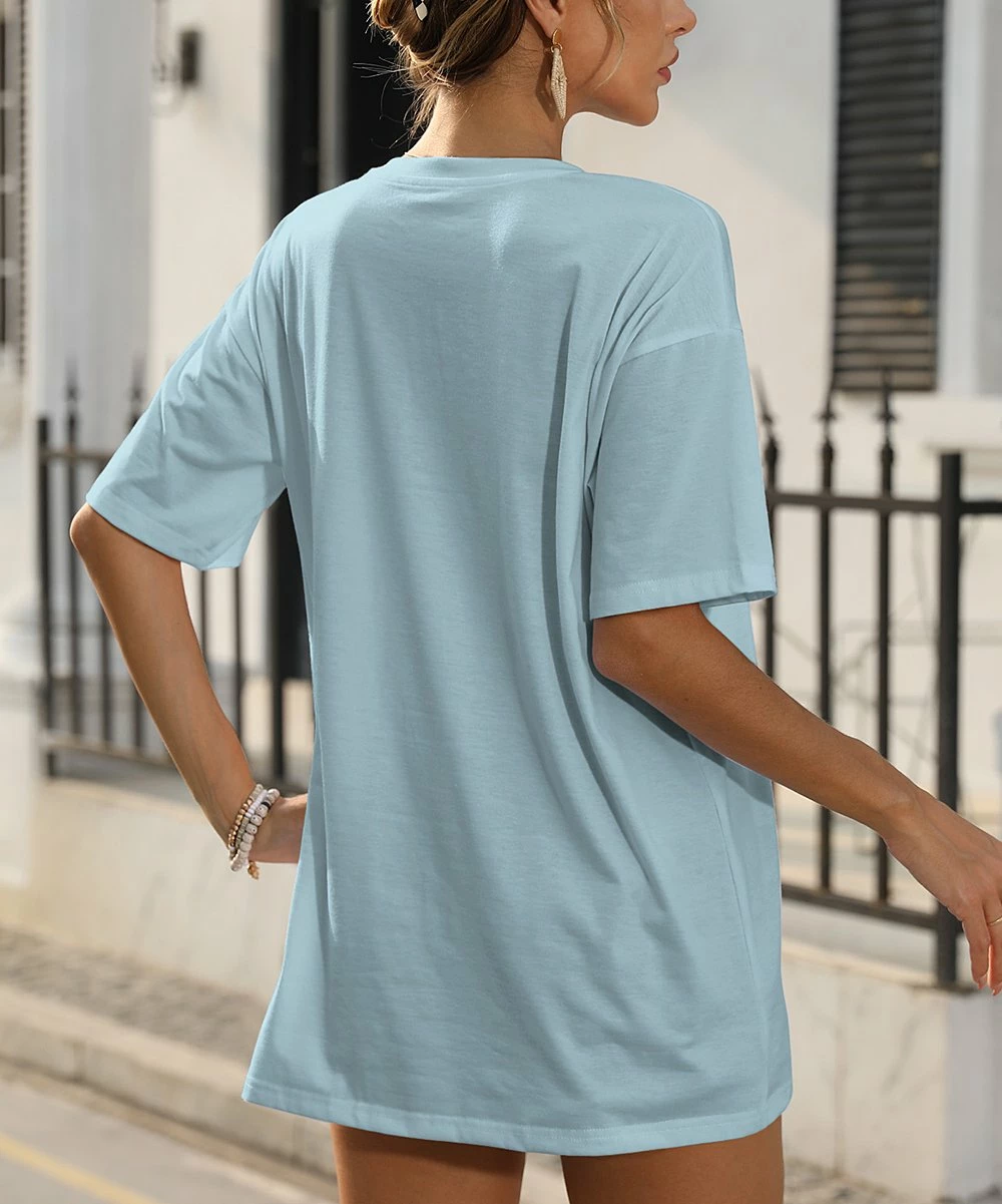 Wholesale π₯° Pink Daisy Light Blue Floral Oversize Crewneck Tee - π© Women π - Image 2