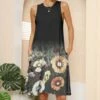 Wholesale ⌛ Pink Daisy Black Multicolor Floral Sleeveless Pocket A-Line 👗 Dress - 👩 Women 🤩