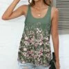 Best Pirce 💯 Pink Daisy Sage & Pink Floral Scoop Neck Tank - Plus 😍