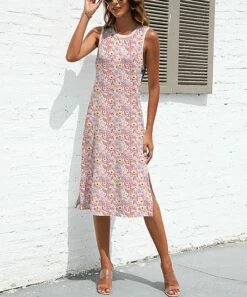 Best Pirce ✨ Pink Daisy Pink Floral Sleeveless Shift 👗 Dress - 👩 Women ✔️