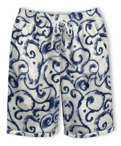 Promo ✨ Pink Daisy Cream & Navy Swirl Drawstring Shorts - 👩 Women 😉