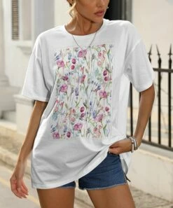 Top 10 π Pink Daisy White Floral Short-Sleeve Tee - π© Women π
