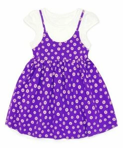 Best Pirce 💯 Cutie Patootie Purple & Pink Daisy Layered-Look A-Line 👗 Dress - Toddler & 👧 Girls 💯