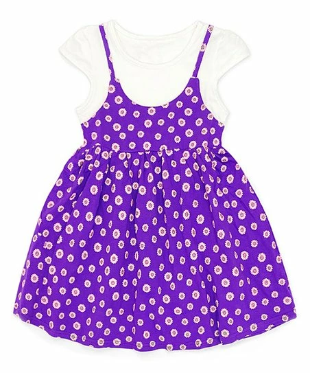 Best Pirce π― Cutie Patootie Purple & Pink Daisy Layered-Look A-Line π Dress - Toddler & π§ Girls π―