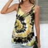 Best deal 🔥 Pink Daisy Black & Yellow Tie-Dye Scoop Neck Babydoll Tank - 👩 Women 🧨
