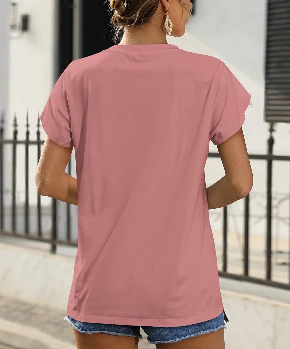 Top 10 π Pink Daisy Pink & White Daisy Tulip-Sleeve V-Neck Top - π© Women & Plus π€© - Image 2