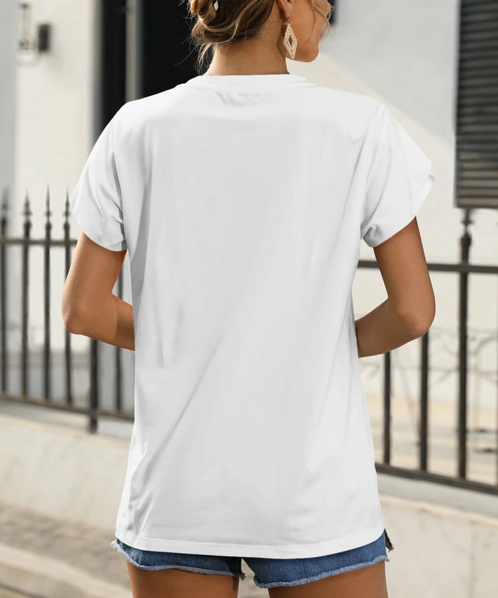 Best deal π Pink Daisy White & Blue Floral V-Neck Petal-Sleeve Top - π© Women β - Image 2