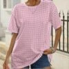 Deals 🔥 Pink Daisy White & Pink Gingham Half-Sleeve Crewneck Tee - 👩 Women 🛒