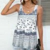 Outlet 🎉 Pink Daisy White & Blue Floral Scoop Neck Swing Tank - Plus ❤️