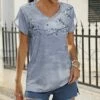 Buy 🌟 Pink Daisy Gray & White Floral Short-Seeve V-Neck Tee - 👩 Women 🌟