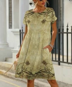 Top 10 β Pink Daisy Olive & Cream Floral Empire-Waist π Dress - Plus π