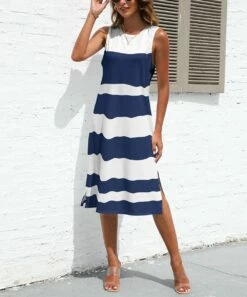 Flash Sale ⭐ Pink Daisy Navy & White Color Block Sleeveless Shift 👗 Dress - 👩 Women 🔥