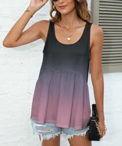 Hot Sale π Pink Daisy Purple OmbrΓ© Scoop Neck Tank - π© Women βοΈ