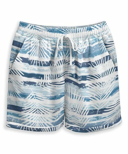 Cheapest π Pink Daisy Blue & White Palm Leaves Drawstring-Waist Shorts - π© Women π