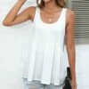 Best Sale ✔️ Pink Daisy White Scoop Neck Tank - Plus 🎁